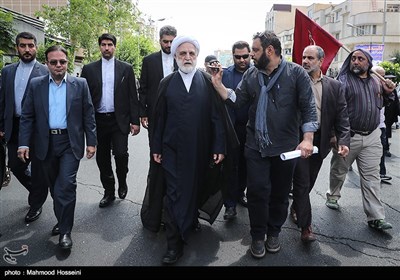 حضور حجت الاسلام محسنی اژه ای معاون اول قوه قضائیه در راهپیمایی روز جهانی قدس در تهران