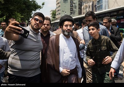 حضور حجت الاسلام سید مسعود خامنه ای در راهپیمائی روز جهانی قدس در تهران
