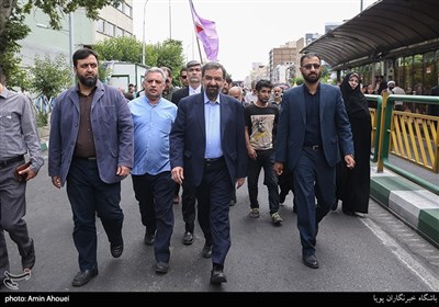محسن رضایی در راهپیمایی روز جهانی قدس در تهران