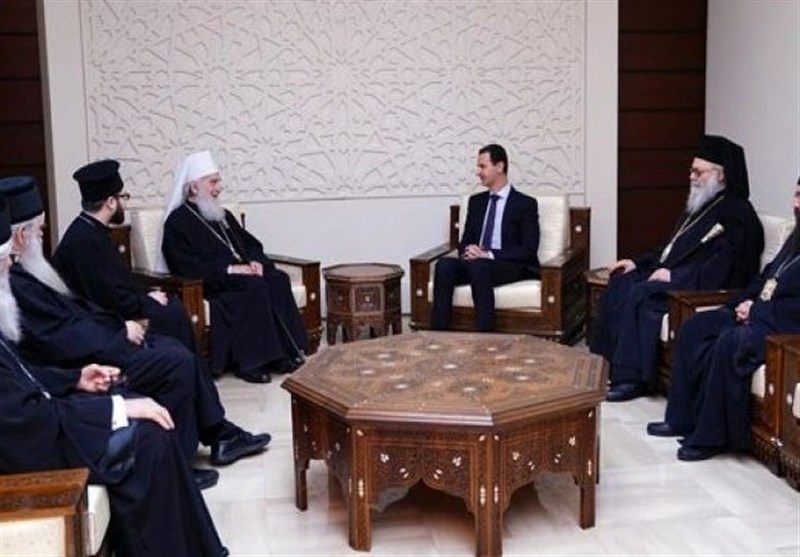 دیدار اسقف صربستان با بشار اسد؛ تاکید بر اهمیت مقابله با دخالت‌های خارجی