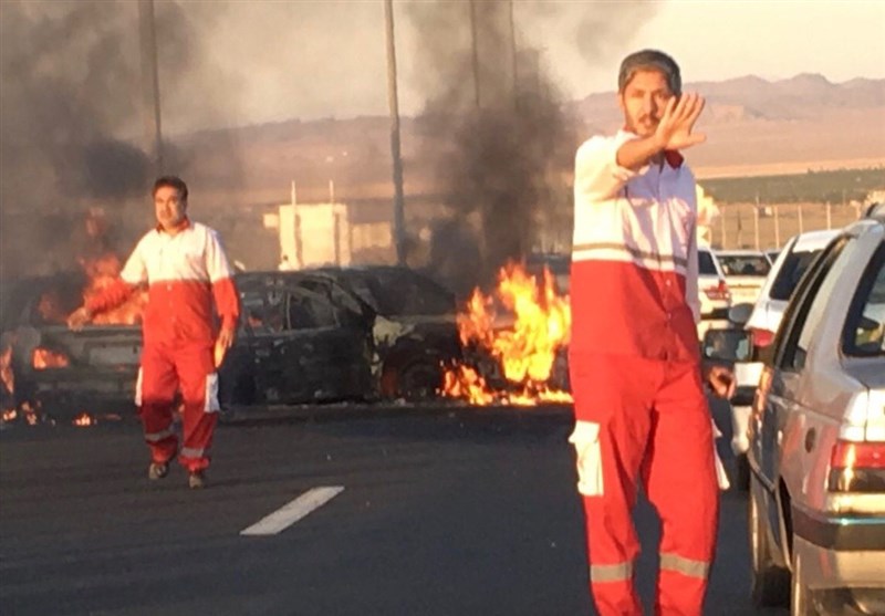 تصادف شدید و آتش‌سوزی در آزاد راه تهران-قم