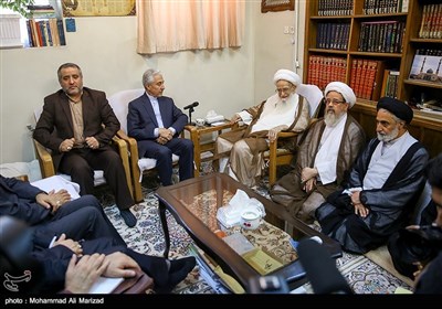 دیدار منصور غلامی وزیر علوم، تحقیقات و فناوری با آیت الله صافی گلپایگانی مرجع تقلید شیعیان