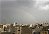 تمام رهاورد یک باران تابستانی در مشهد؛ «رنگین کمان، آبگرفتگی و آسیب‌دیدن درختان»