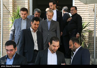  علی لاریجانی در مراسم ترحیم مرتضی صفاری نطنزی