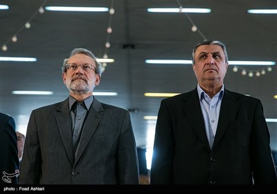 علی لاریجانی رئیس مجلس و محمد اسلامی وزیر راه و شهرسازی