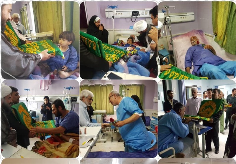 بوشهر| خادمان حرم مطهر رضوی از بیماران بیمارستان کنگان عیادت کردند