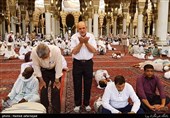 Muslims at Masjid Al-Nabawi during Hajj Rituals 
