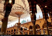 Muslims at Masjid Al-Nabawi during Hajj Rituals 