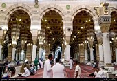 Muslims at Masjid Al-Nabawi during Hajj Rituals 