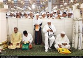 Muslims at Masjid Al-Nabawi during Hajj Rituals 