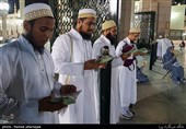 Muslims at Masjid Al-Nabawi during Hajj Rituals 