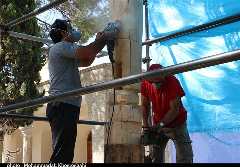 هنرمندی مجسمه‌سازان کشور بر پیکره درختان خشک‌شده کرمان به روایت تصویر