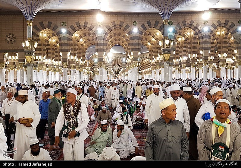 بالصور..الأجواء الروحانیة للحجاج فی مسجد النبی (ص)