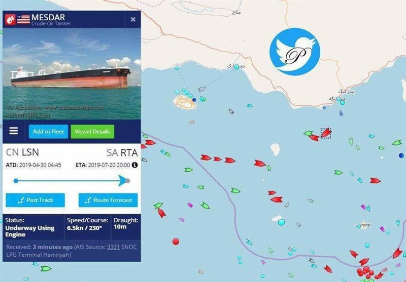 منابع خبری غربی: کشتی مصدر به مسیر خود در خلیج فارس بازگشت
