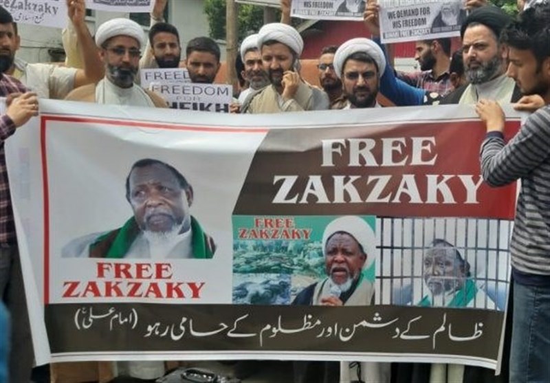 شیخ زکزاکی کی رہائی کیلئے مقبوضہ کشمیر میں احتجاج + تصاویر
