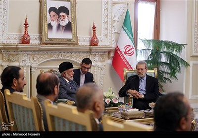دیدار و گفتگو علی لاریجانی رئیس مجلس شورای اسلامی و یوسف بن علوی وزیر امورخارجه عمان