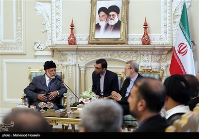 دیدار و گفتگو علی لاریجانی رئیس مجلس شورای اسلامی و یوسف بن علوی وزیر امورخارجه عمان