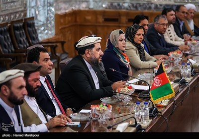 فضل هادی مسلم یار رئیس مجلس سنای افغانستان و هیئت همراه در دیدار با علی لاریجانی رئیس مجلس شورای اسلامی