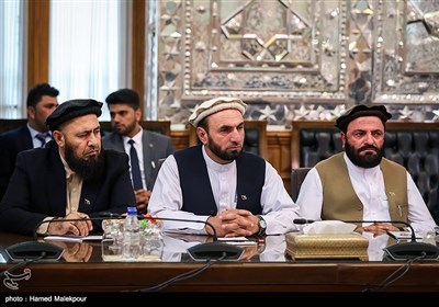 هیئت همراه رئیس مجلس سنای افغانستان در دیدار با علی لاریجانی رئیس مجلس شورای اسلامی