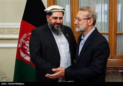 دیدار علی لاریجانی و فضل هادی مسلم یار رؤسای مجالس ایران و افغانستان