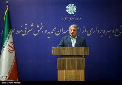 سخنرانی محسن هاشمی رفسنجانی رئیس شورای شهر تهران در آئین افتتاح ایستگاه میدان محمدیه در خط ۷ مترو