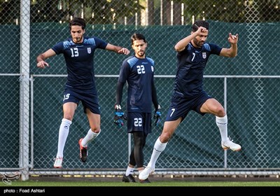 مسعود شجاعی، سیاوش یزدانی و سید حسین حسینی در تمرین تیم ملی فوتبال 