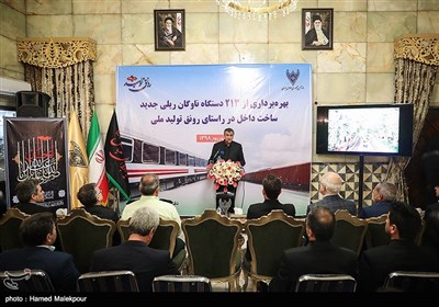 سخنرانی محمد اسلامی وزیر راه و شهرسازی در مراسم بهره‌برداری از 213 دستگاه ناوگان ریلی جدید ساخت داخل