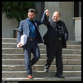 محمد شریعتمداری وزیر تعاون، کار و رفاه اجتماعی و محمدجواد آذری جهرمی وزیر ارتباطات درحاشیه جلسه هیئت دولت 