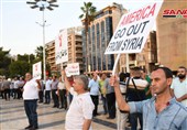 راهپیمایی در حلب علیه آمریکا و ترکیه