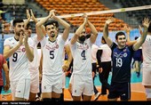 شادی تیم ملی والیبال ایران پس از پیروزی مقابل چین تایپه
