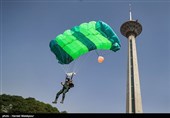 Iranian Military Commandoes Parachute from Milad Tower