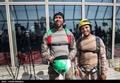 Iranian Military Commandoes Parachute from Milad Tower