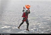 Iranian Military Commandoes Parachute from Milad Tower