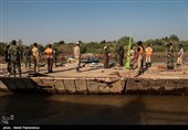 افتتاح پل شناور دهستان عنافچه به ملاثانی توسط ارتش + تصاویر