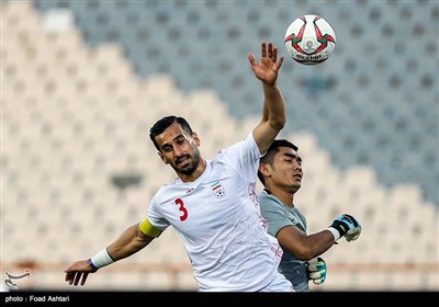 احسان حاج‌صفی در دیدار تیم‌های ملی فوتبال ایران و کامبوج
