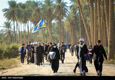 Pilgrims Stream towards Karbala on Foot from Najaf 