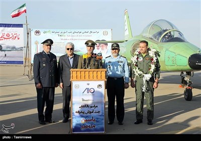 سخنرانی امیر سرتیپ حاتمی وزیر دفاع و پشتیبانی نیروهای مسلح در مراسم رونمائی از هواپیمای جت آموزشی یاسین