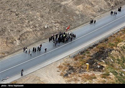 تصاویر هوایی پیاده روی زائران حرم مطهر امام رضا (ع)