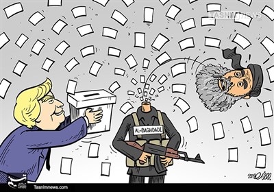 کاریکاتور/ مرگ هالیوودی سرکرده داعش خرج کارزار انتخاباتی ترامپ شد