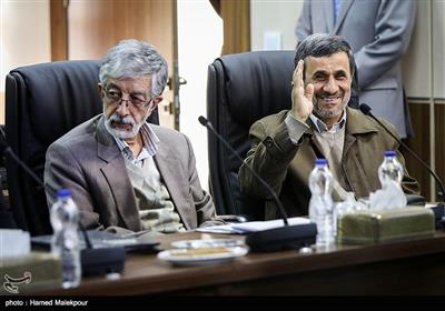 محمود احمدی‌نژاد و غلامعلی حدادعادل در جلسه مجمع تشخیص مصلحت نظام