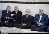 علی لاریجانی رئیس مجلس شورای اسلامی و رضا اردکانیان وزیر نیرو و  هوشنگ بازوند استاندار کرمانشاه  