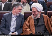 سید عباس صالحی وزیر فرهنگ و ارشاد و آیت الله مرتضی مقتدایی مدیر شورای عالی حوزه علمیه قم