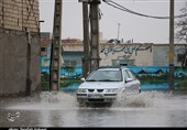 آبگرفتگی معابر شهر کرمان بر اثر بارش باران به روایت تصویر