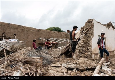 خسارات سیل در روستای کندعبدالرضا - لامرد