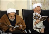 آیت‌الله ابراهیم امینی در مراسم اولین سالگرد ارتحال آیت‌الله هاشمی شاهرودی - قم