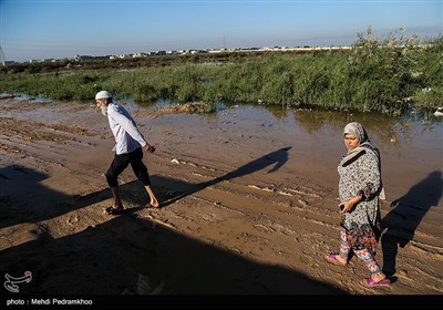تلاش برای مهار آبگرفتگی در قلعه چنان - خوزستان