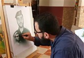 طرح زیبای نقاش فلسطینی از چهره شهید «حاج قاسم سلیمانی»+عکس