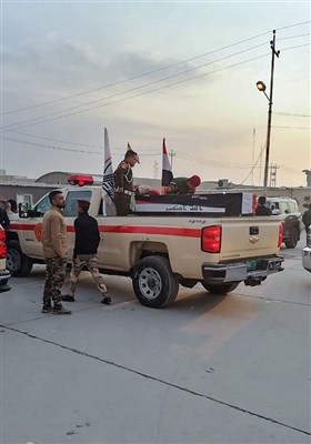 انتقال شهدای عملیات تروریستی امریکا به محل برگزاری تشییع در عراق