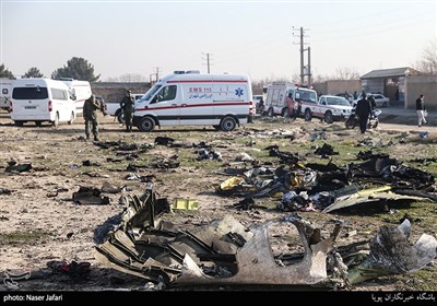 Rescue Teams Work amid Debris after Ukrainian Plane Crashed Near Tehran