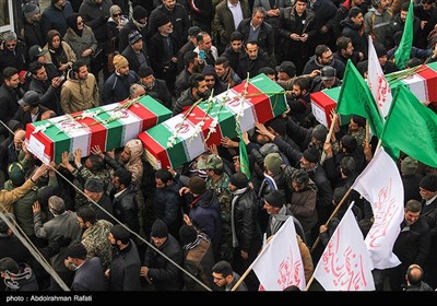 مراسم تشییع و خاکسپاری چهار شهید سانحه هوایی - همدان